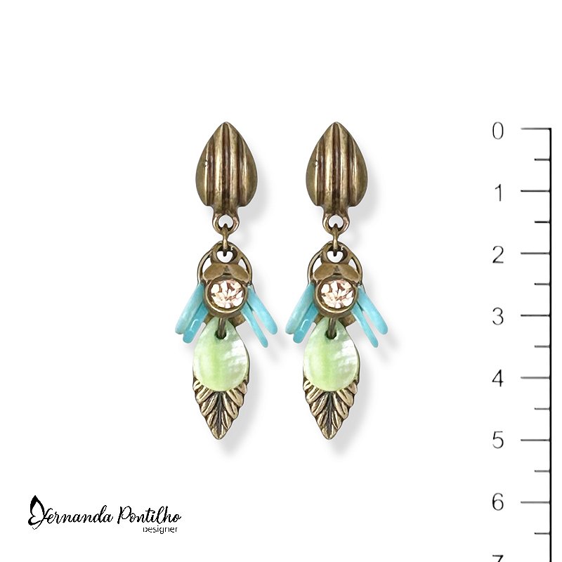 Brinco cachinho c/ gotinhas de madrepérola e strass - candy color 12660