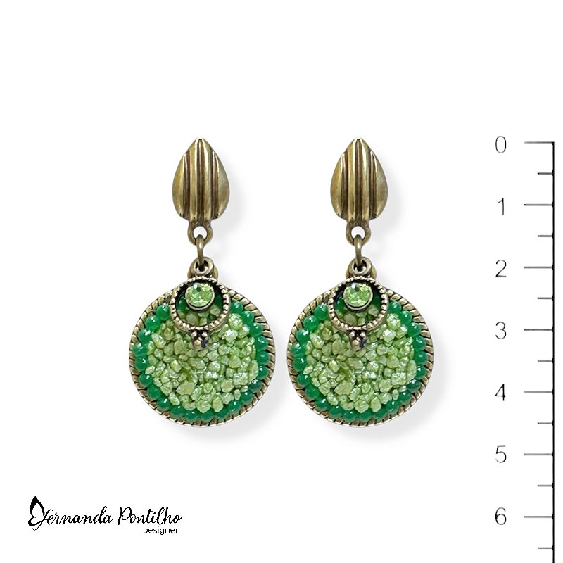 Brinco chapa c/ cascalho e pto de luz - verde 12676
