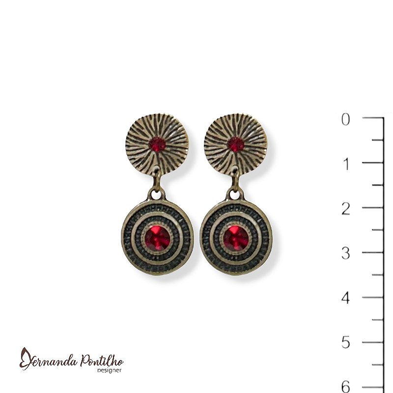 Brinco mandalinha c/ strass vermelho 11915