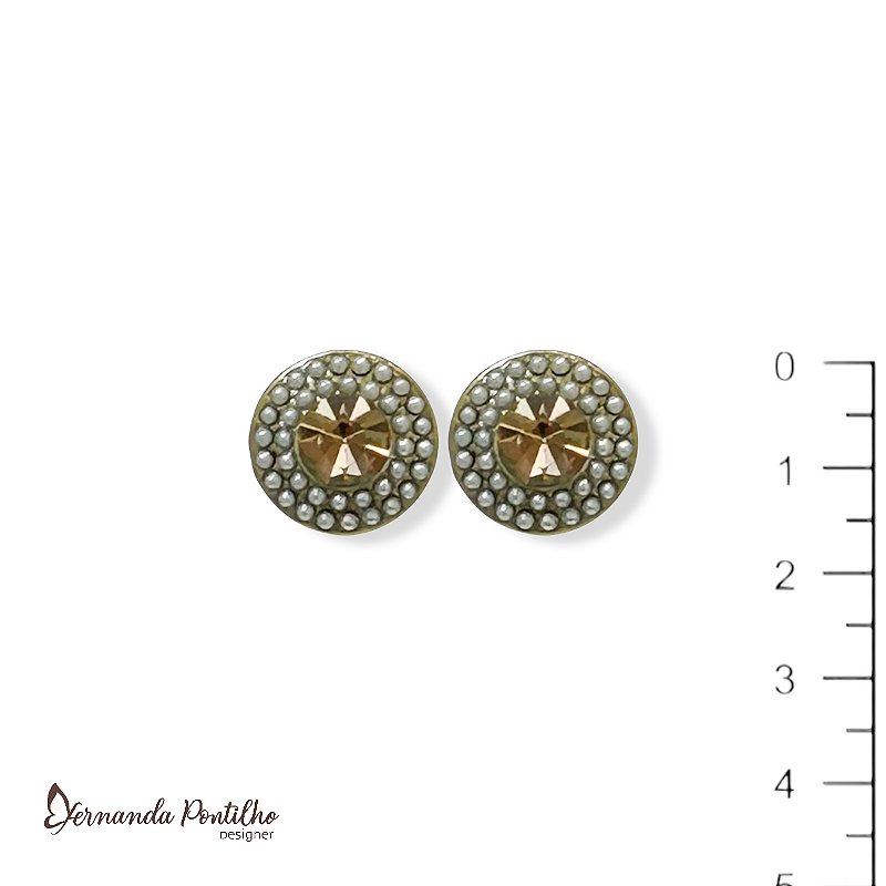 Brinco mini mandala pérola e dourado 12686