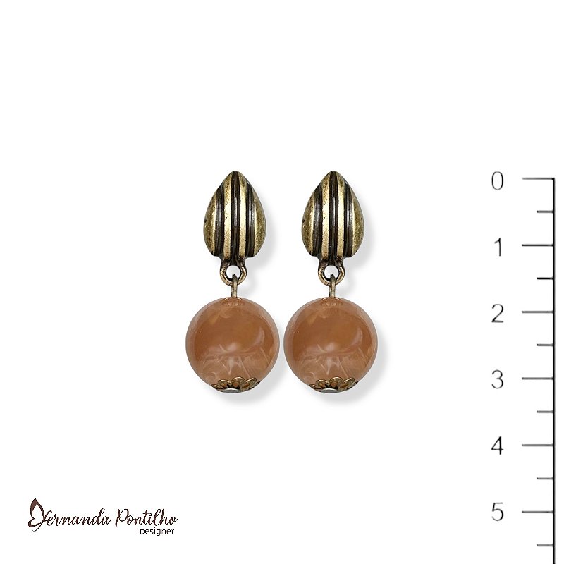 Brinco de bola marrom mescla 12711