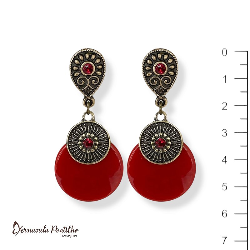 Brinco chapa de resina e pto de luz - vermelho 12705