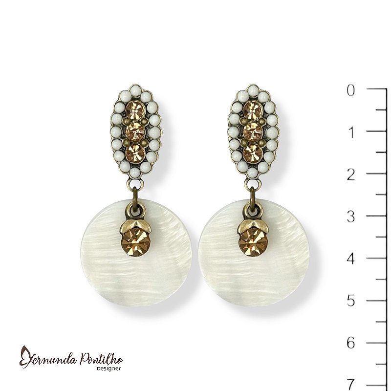 Brinco madrepérola e pto de luz - branco, pérola e dourado 12685