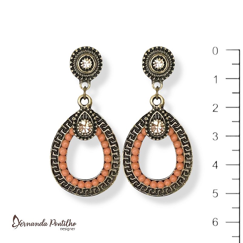 Brinco gota customizada salmão 12731