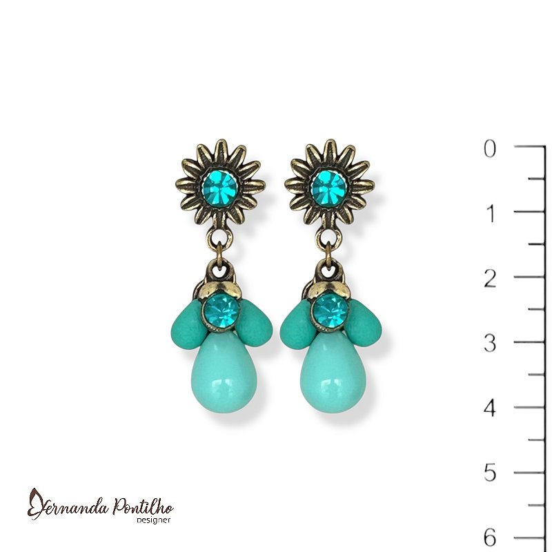 Brinco cachinho turquesa 12732