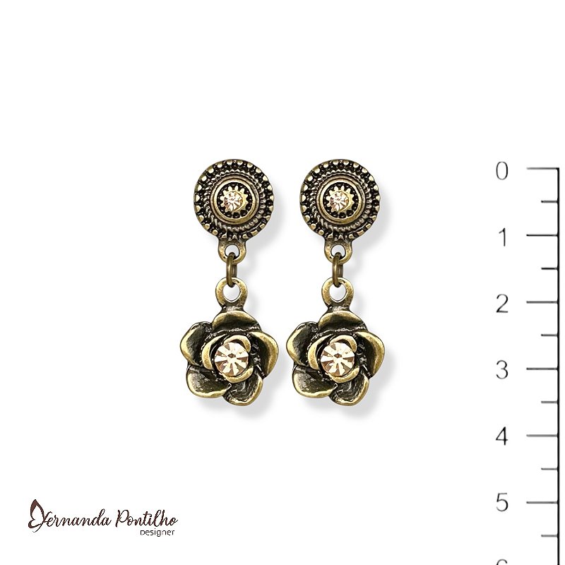 Brinco rosinha c/ strass salmão 12756