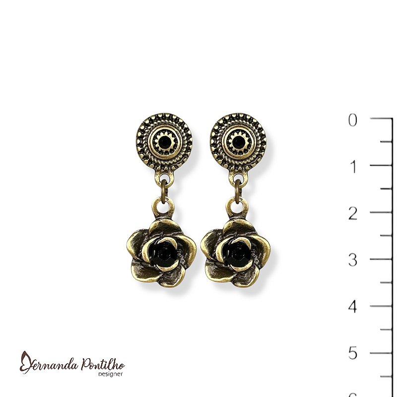 Brinco rosinha c/ strass Preto 12781
