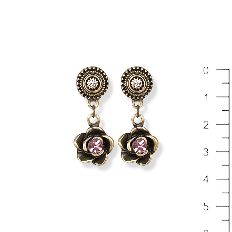 Brinco rosinha c/ strass ametista 12751