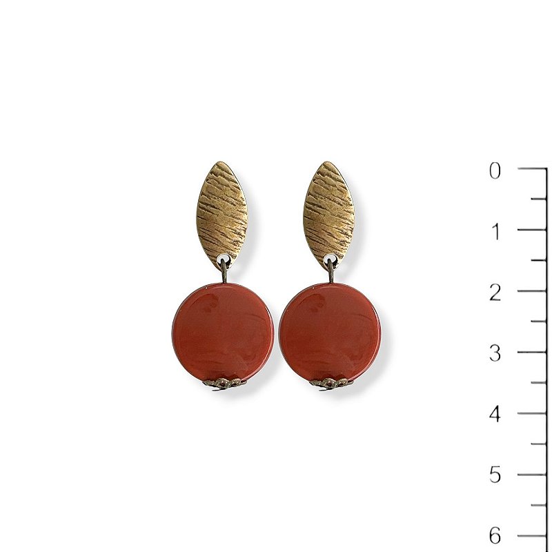 Brinco resina terracota - 12806