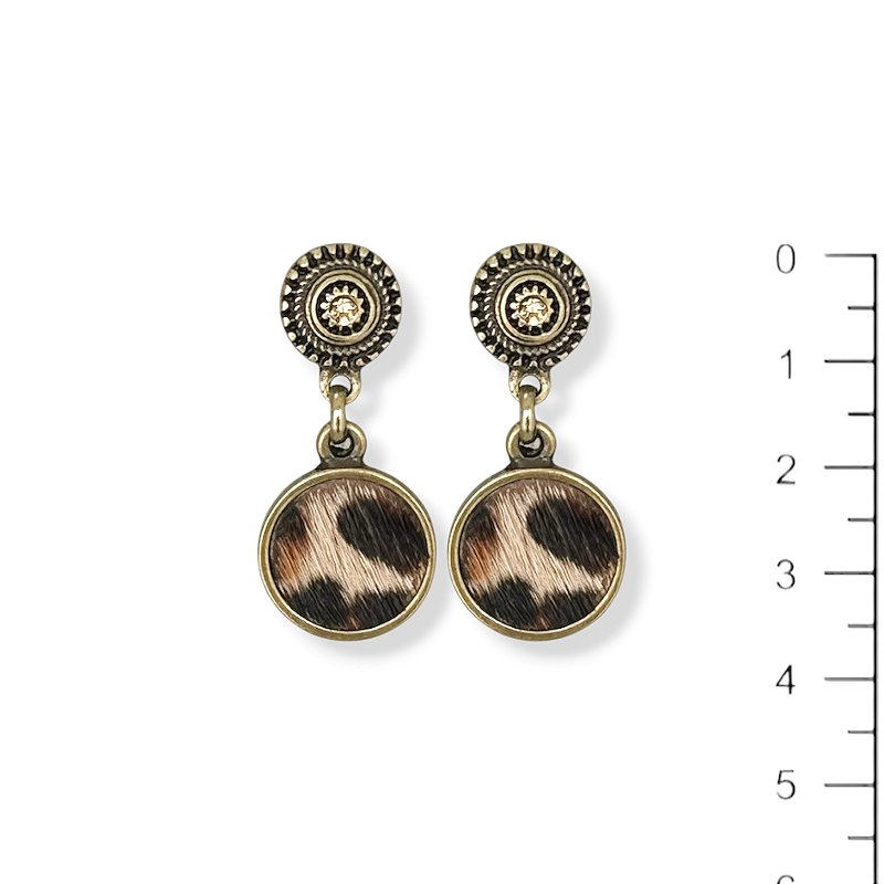 Brinco chapinha c/ couro de onça - 12818