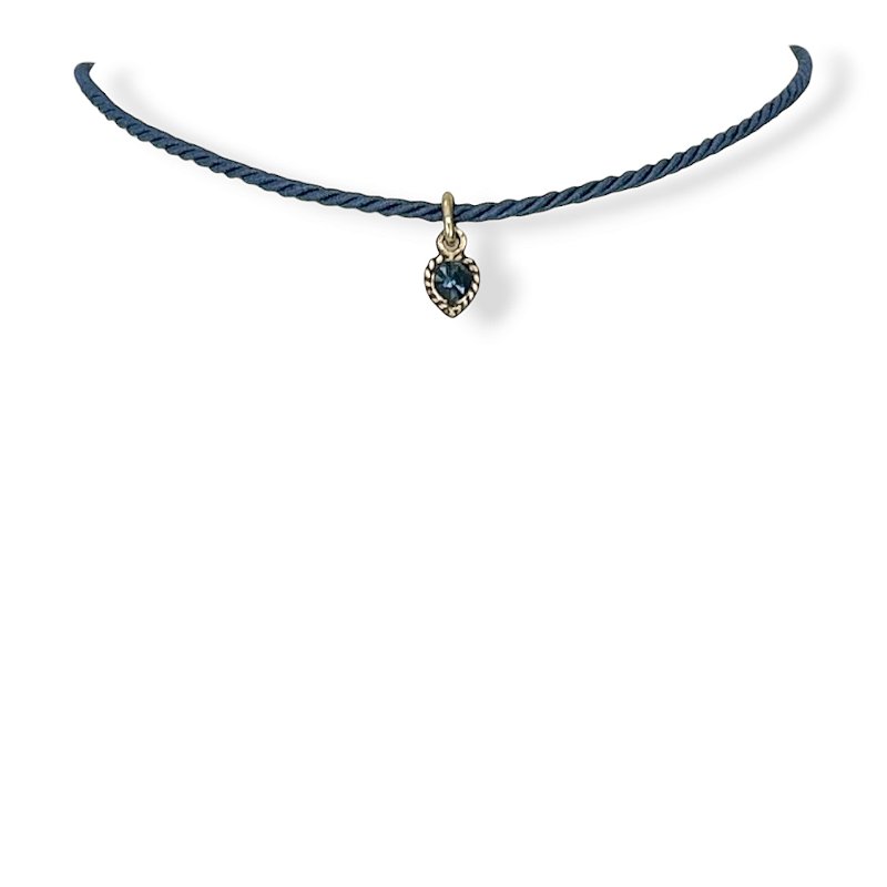 Choker cordão e pto de luz coração azul marinho - 12820