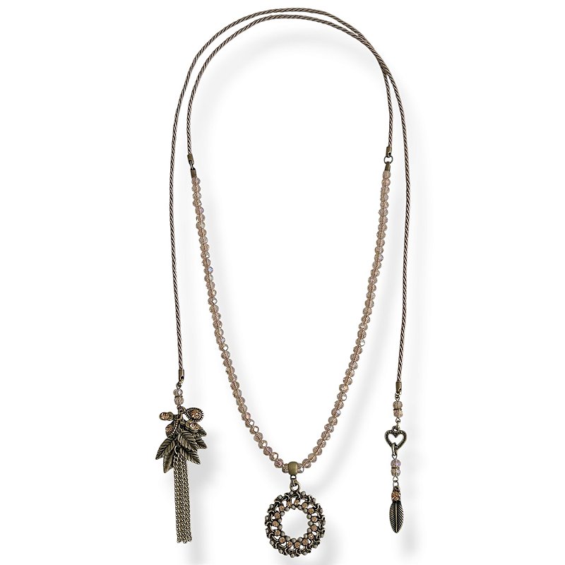 Colar de amarração versátil - várias formas de uso - bege e dourado 12842