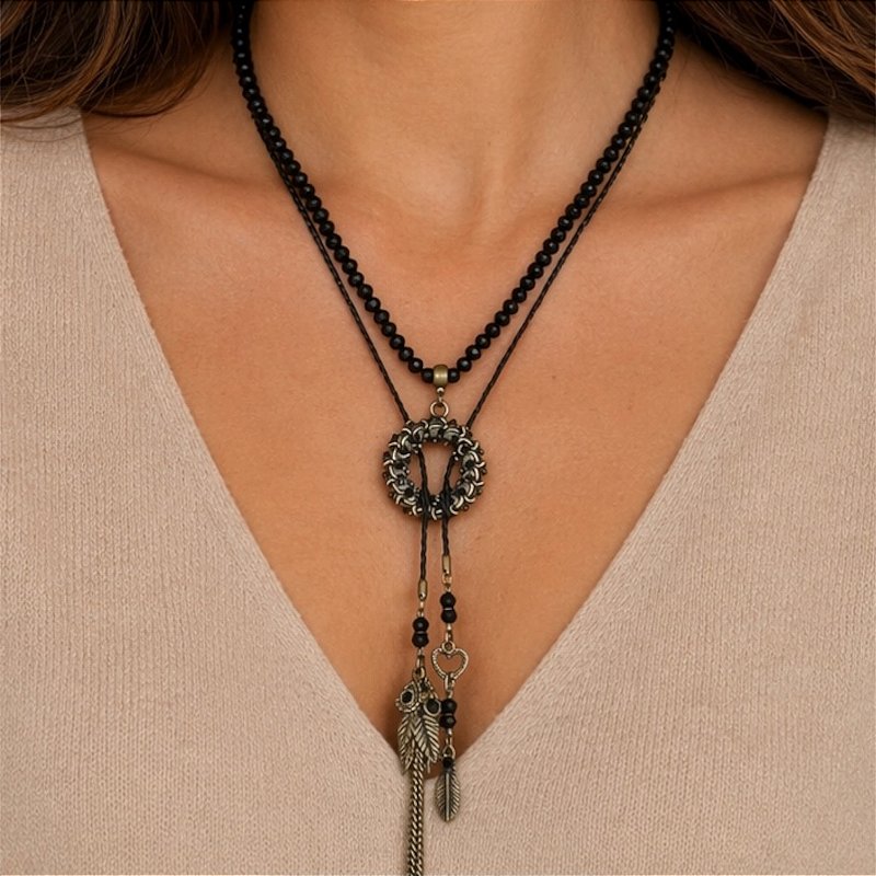 Colar de amarração versátil - várias formas de uso - preto 12843