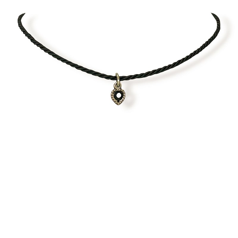 Choker cordão e pto de luz coração preto - 12853