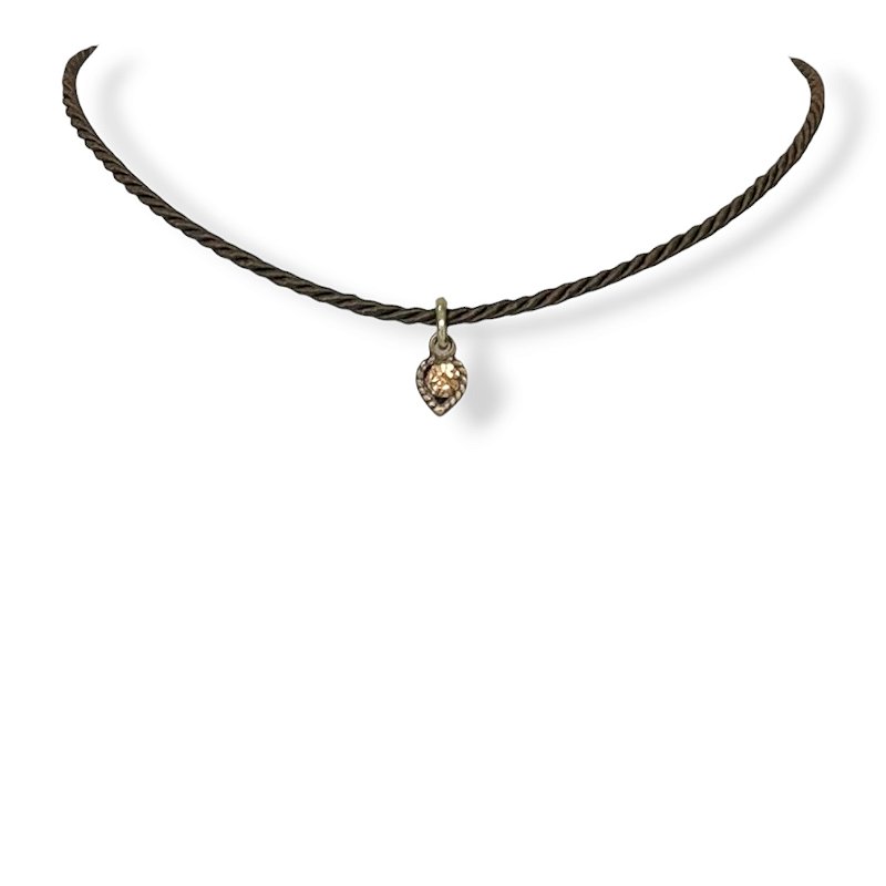 Choker cordão e pto de luz coração marrom e dourado - 12854