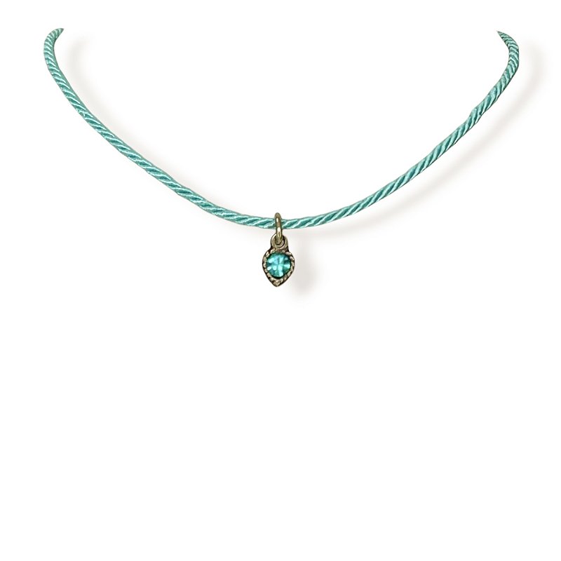 Choker cordão e pto de luz coração turquesa - 12852