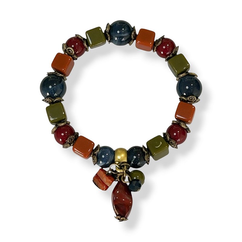 Pulseira c/ resinas e berloques coloridos - 12887