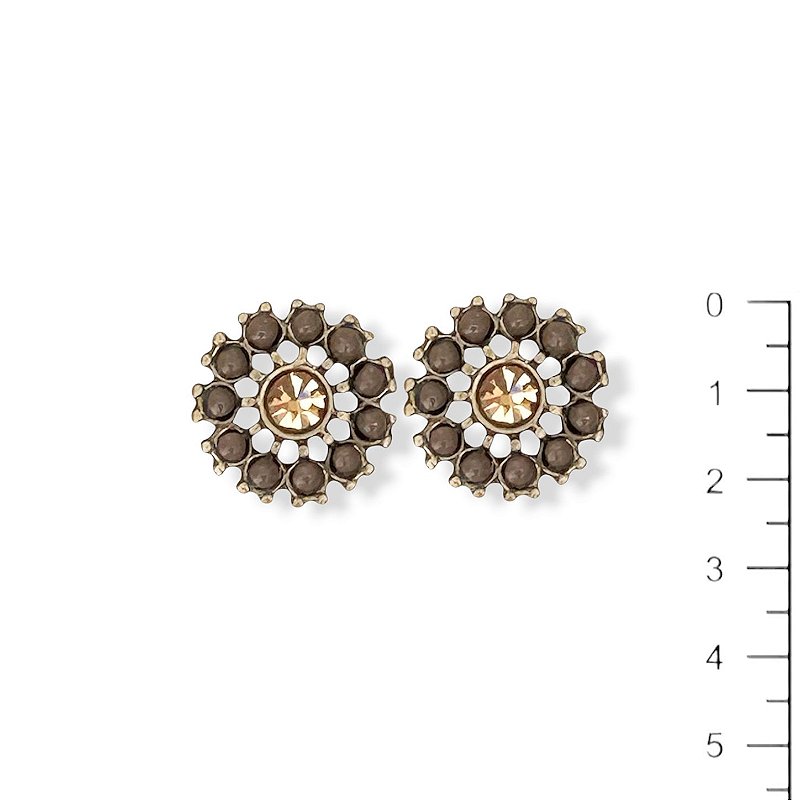 Brinco flor marrom e dourado - 12859