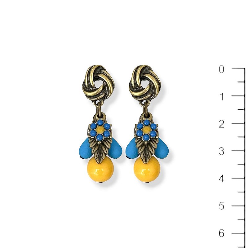 Brinco de cachinho azul e amarelo - 12899