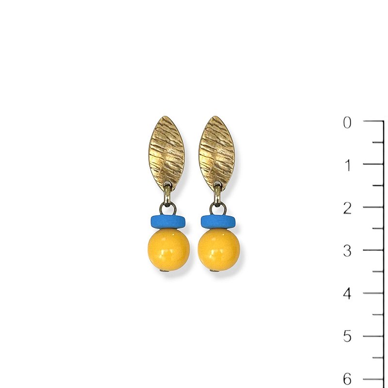 Brinco bola e disquinho azul e amarelo - 12893