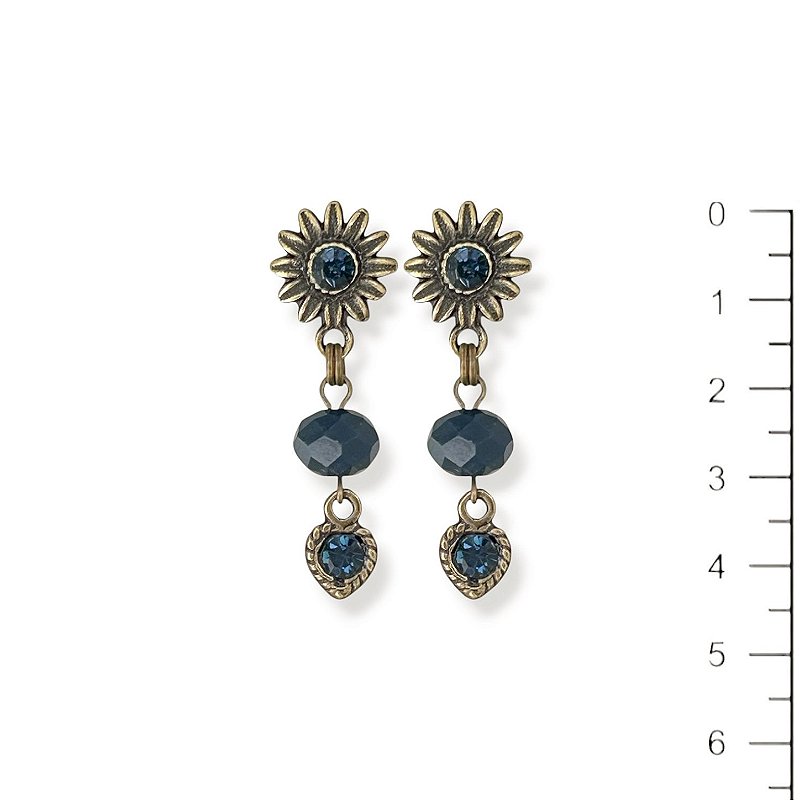 Brinco c/ cristal e strass - azul marinho 12903