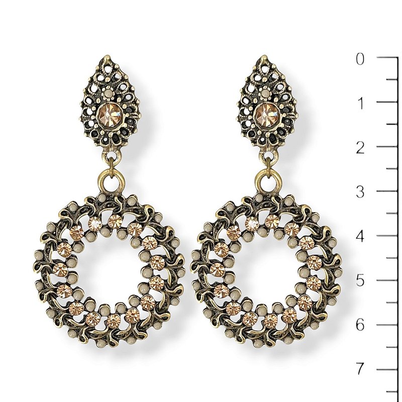 Brinco mandala c/ strass - dourado 12757