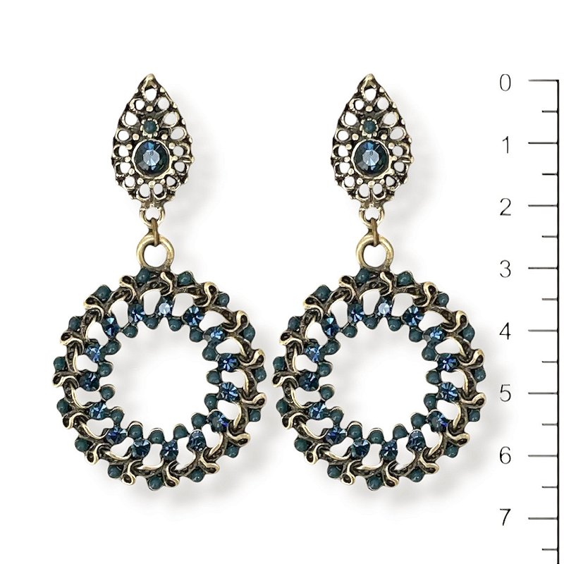 Brinco mandala c/ strass - azul marinho 12745