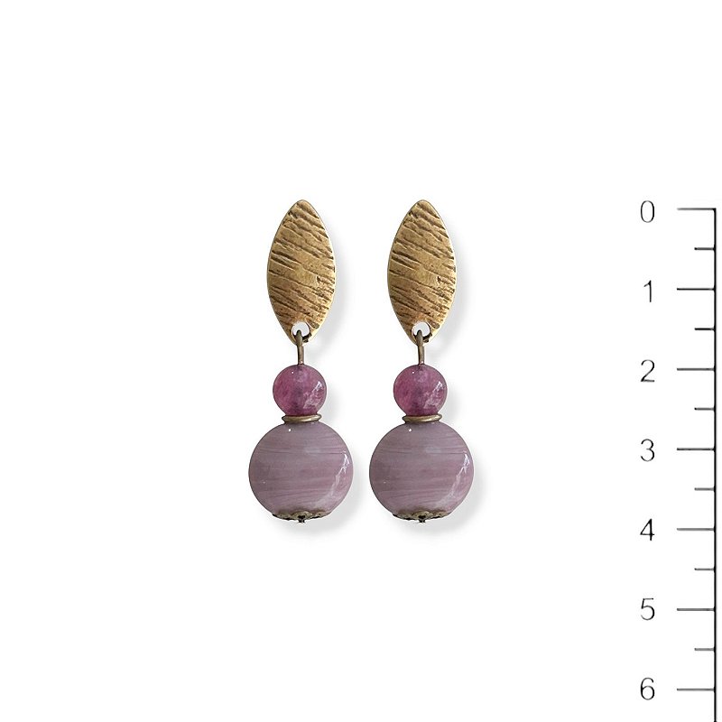 Brinco c/ Murano e bola natural - light Amethist 12869