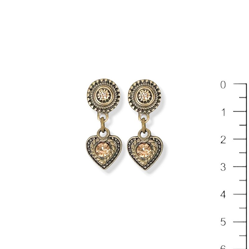 Brinco coração c/ strass dourado - 12906