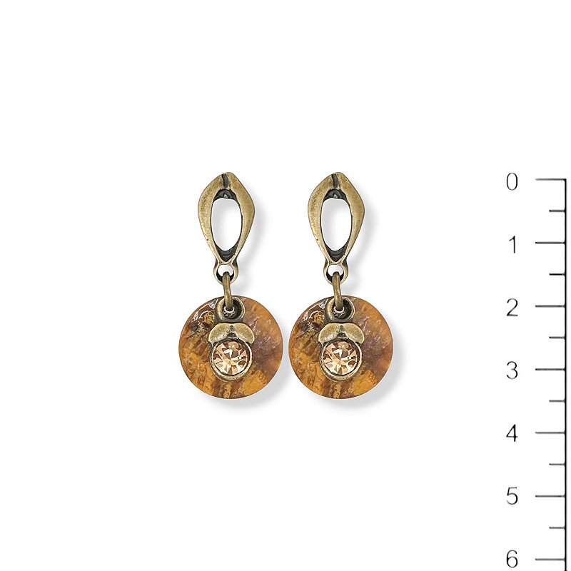 Brinco madrepérola caramelo e pto de luz dourado - 12937