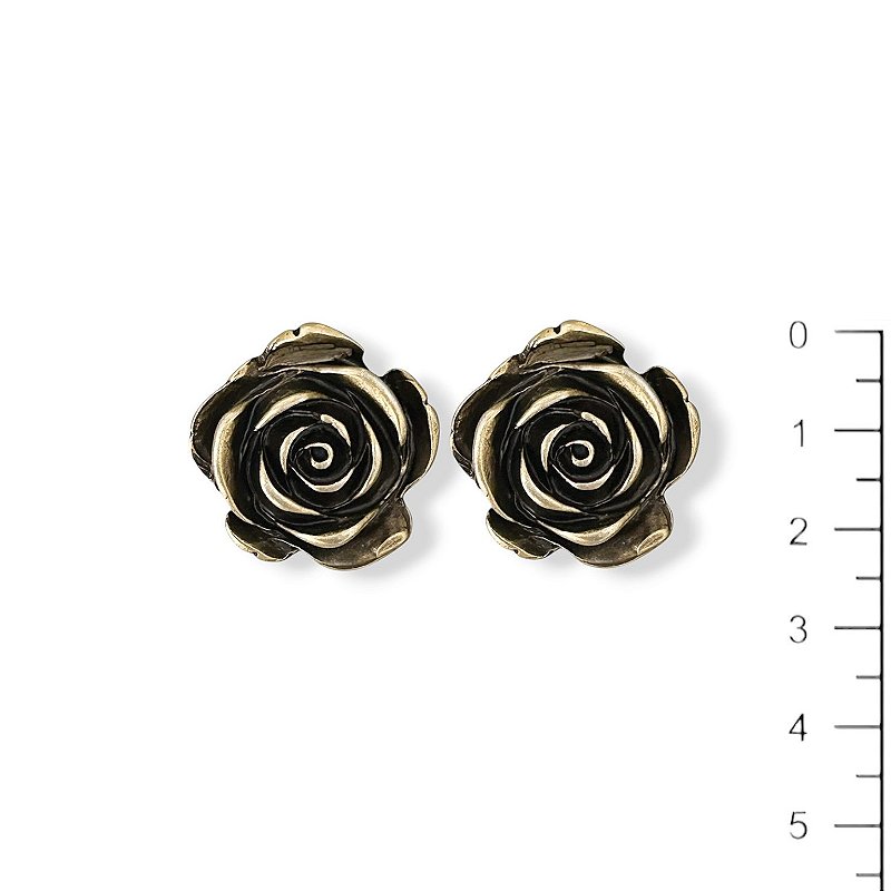 Brinco rosa c/ banho envelhecido - 12936