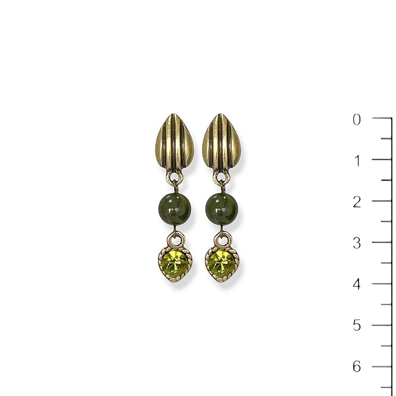 Brinco bola e pto de luz coração verde oliva - 11284