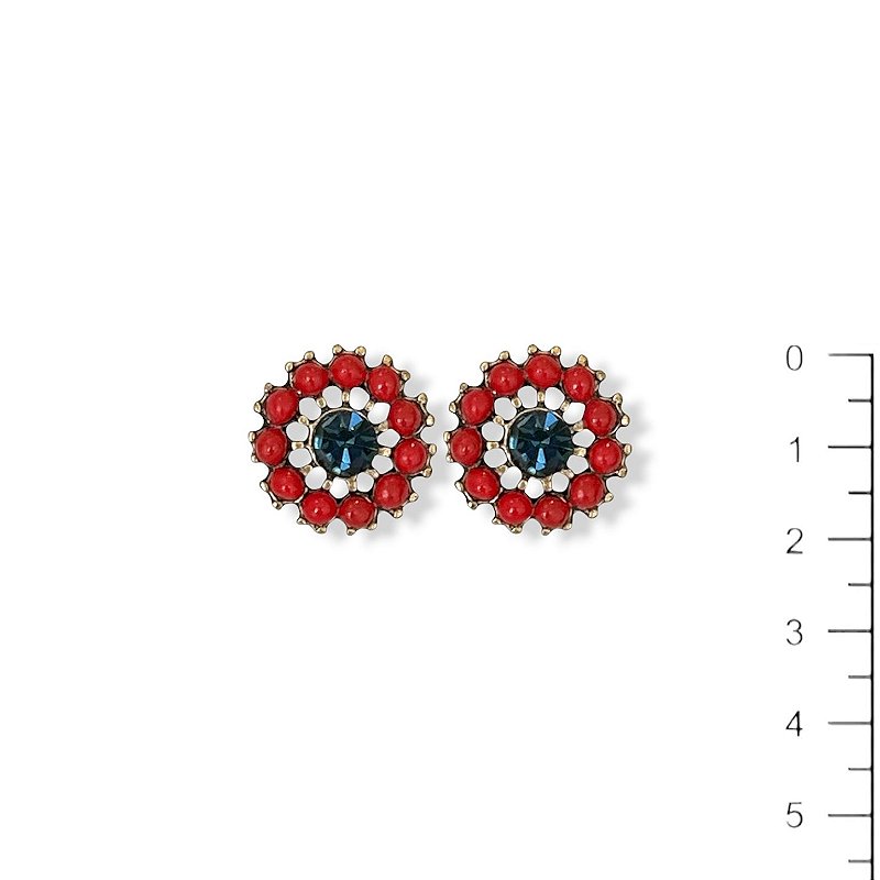 Brinco flor vermelho e marinho - 12962