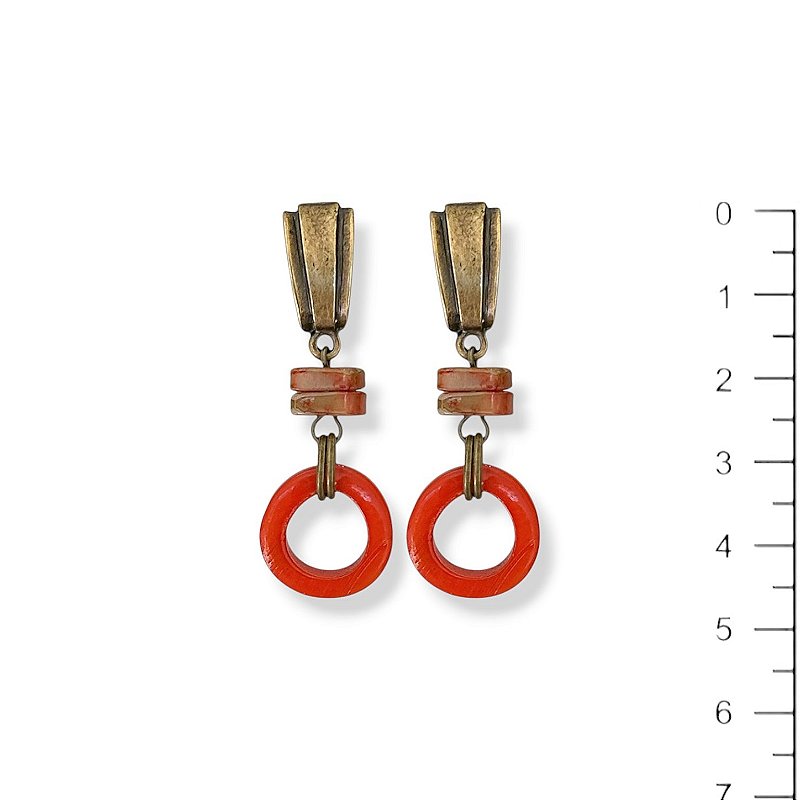 Brinco c/ argola de resina coral - 12951