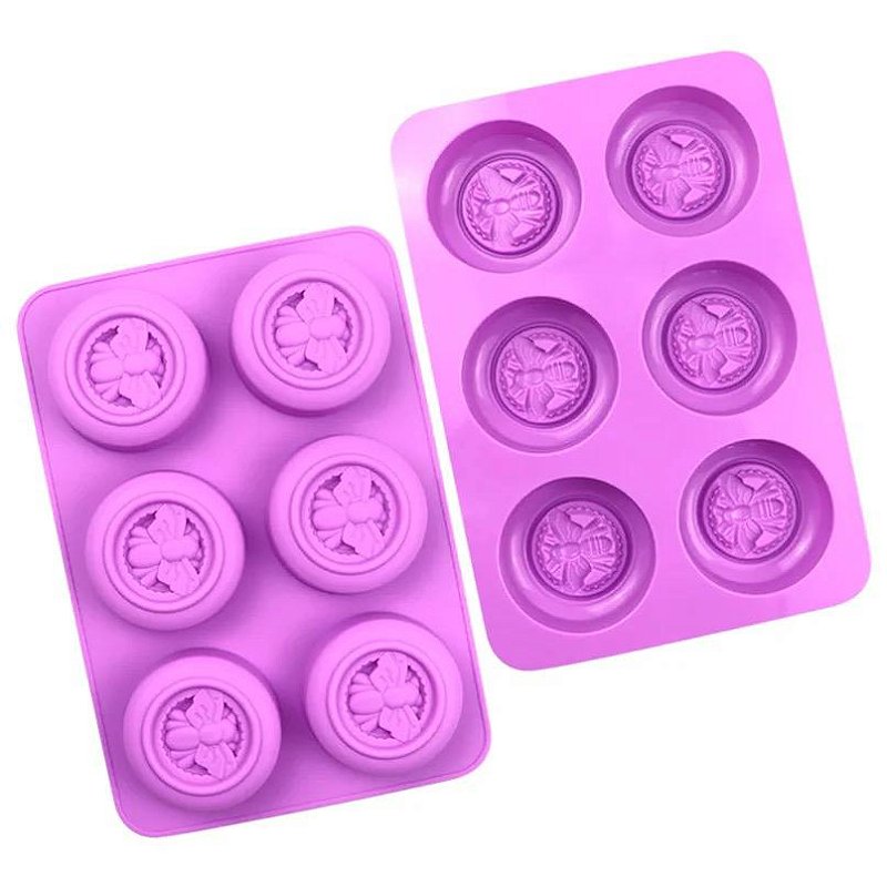 Molde Forma Silicone Sabonete Redondo Abelha Mel Vela F107