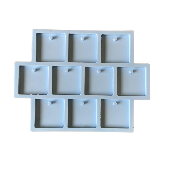 Molde Silicone Quadrado 4x4 10 Cav Resina Tag M12