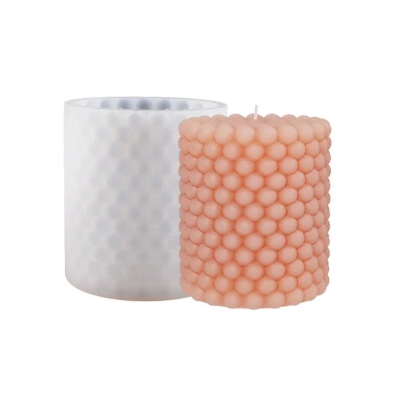 Molde Silicone Vela Cilindro Bolinhas Casa Decoração M21