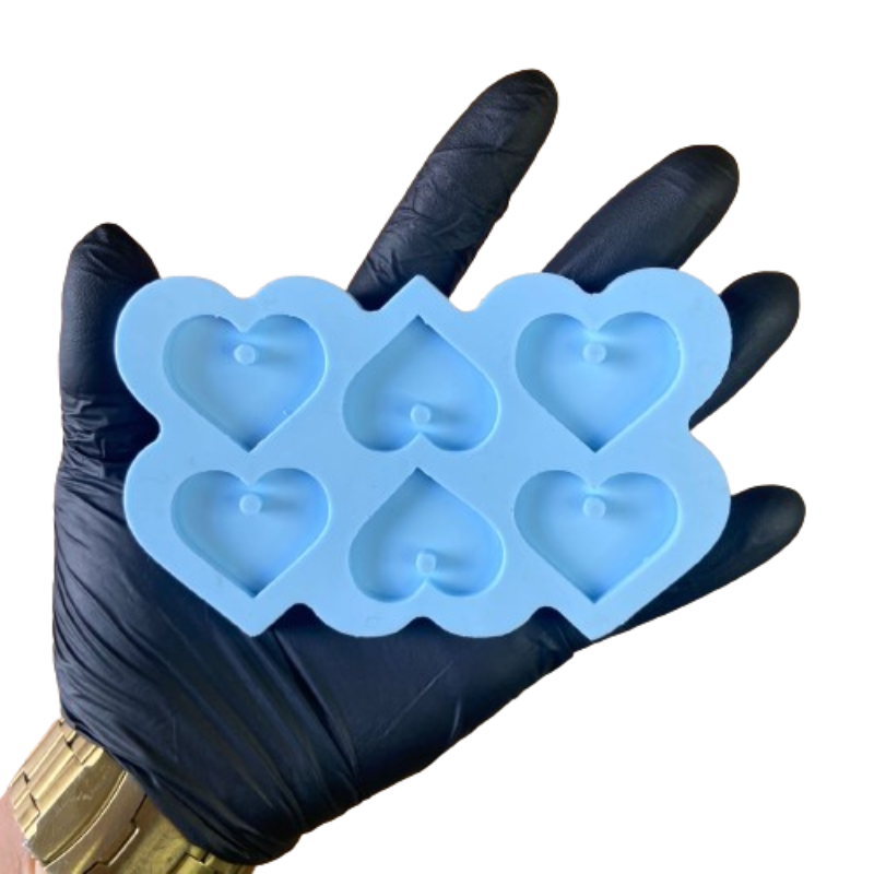 Molde Silicone Coração C Furo 3,5x3cm M113 Resina Chaveiro