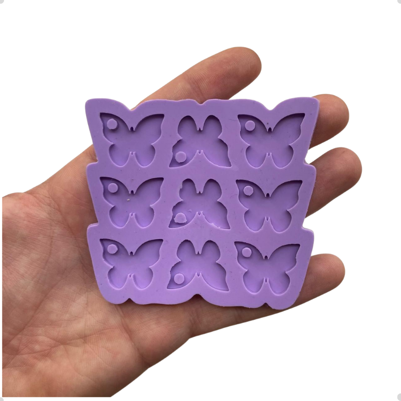 Molde Silicone 9 Borboleta 2cm Resina 3mm Pingente Brinco A7