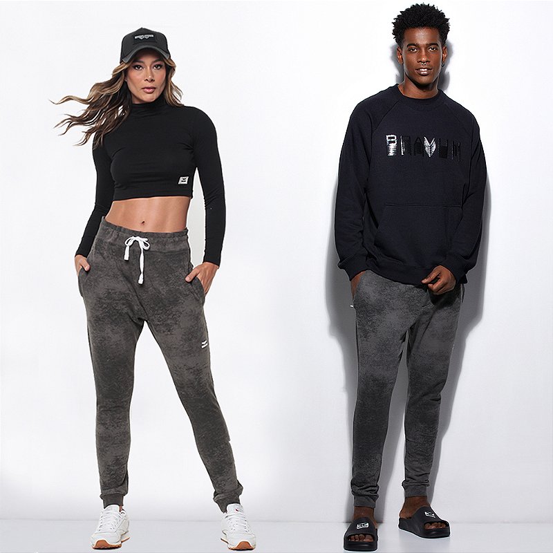 Calça de Moletom Cinza Marmorizada Confort Prime