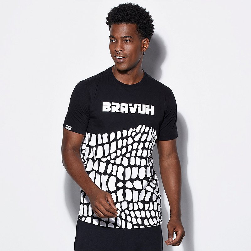 Camiseta Masculina Preto E Branco Pedras
