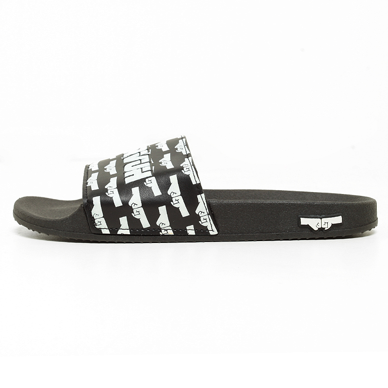 Chinelo Slide Preto Estampado