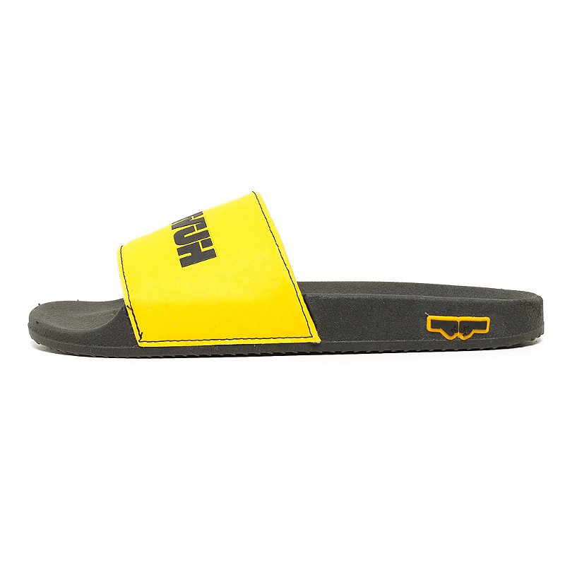 Chinelo Slide Preto e Amarelo Ecofriendly