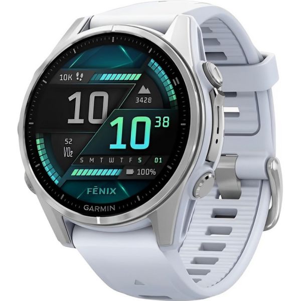 Garmin Fenix 8 Amoled Safira 43mm com pulseira Branca e Coroa
