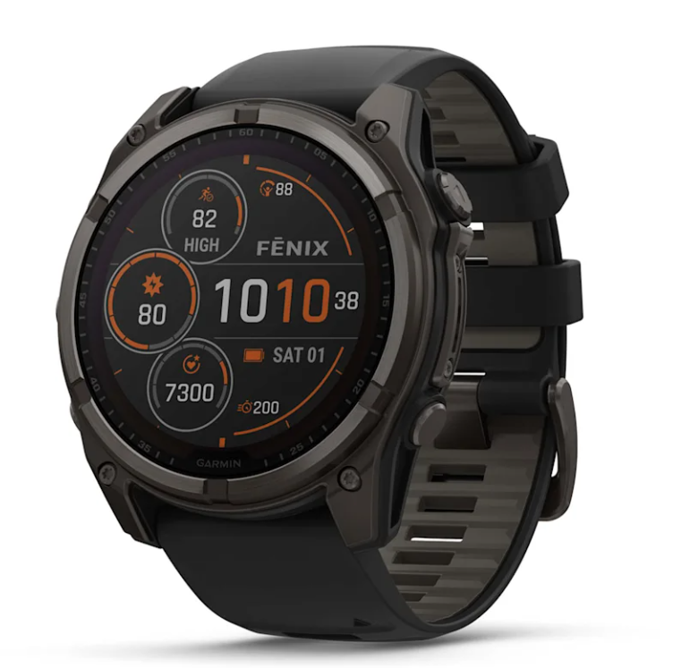 Garmin Fenix 8 Solar Safira 51mm com pulseira Carbono e Coroa em