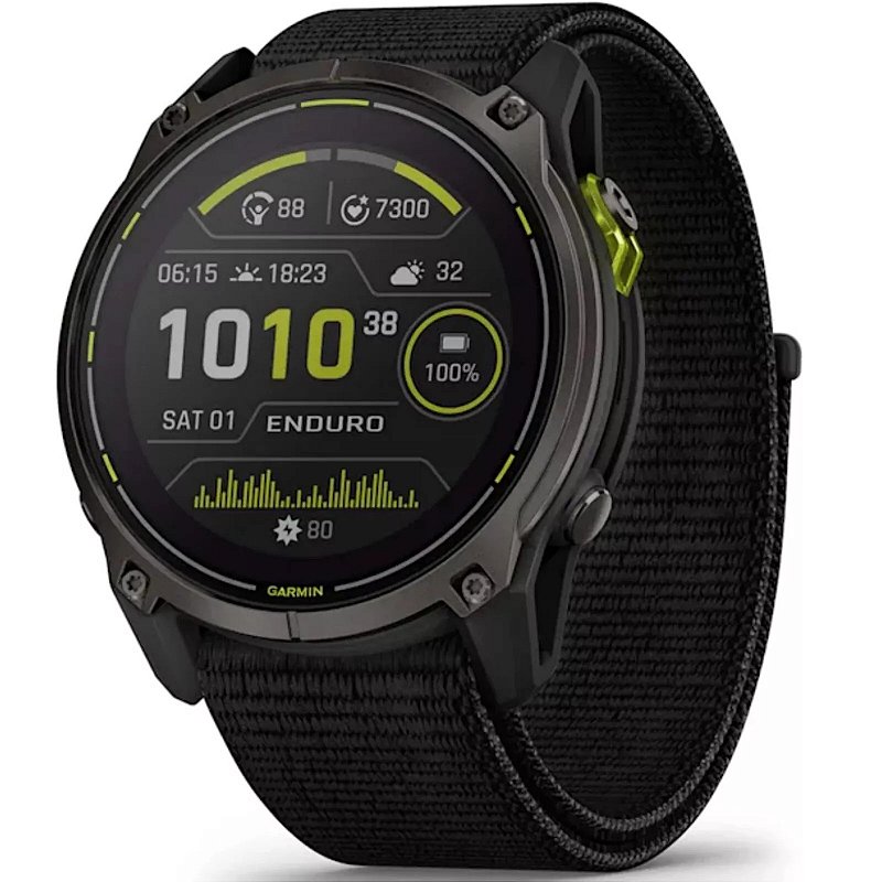 Garmin Enduro 3 Solar 51mm com pulseira em Velcro de Nylon Carbono