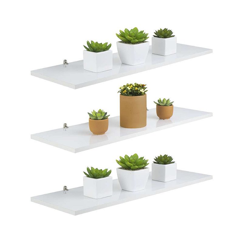 Jogo 3 Prateleiras Lisas Mdf Kit 30x15cm Suporte Invisivel - Decor Assentos