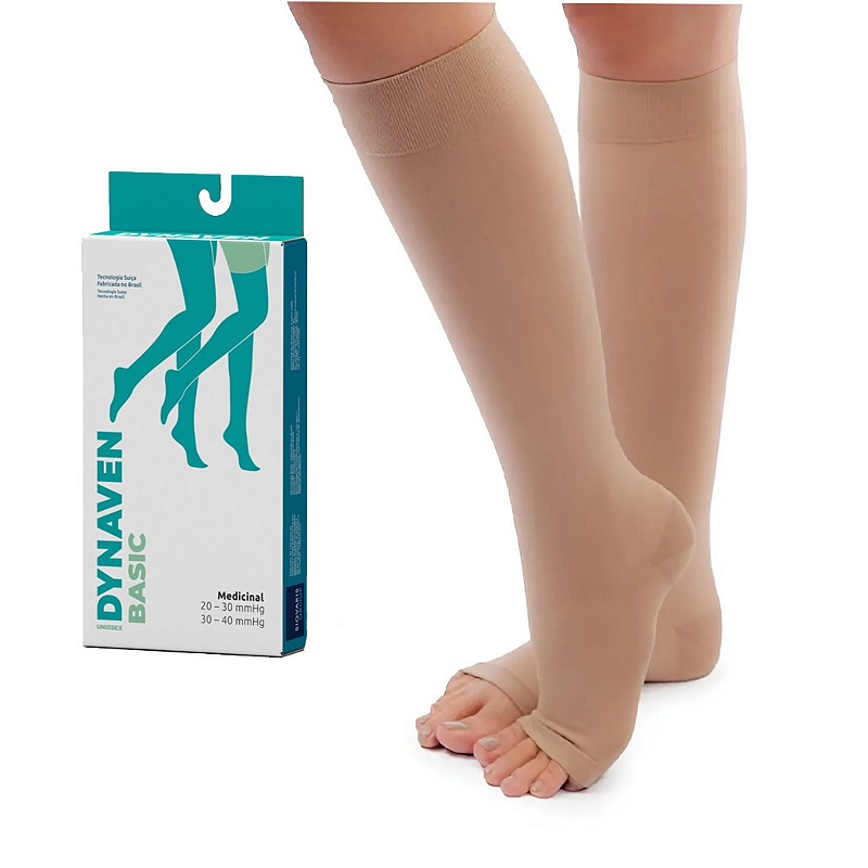 Meia Panturrilha 3/4 Basic 30-40mmHg Aberta Bege Unissex Sigvaris