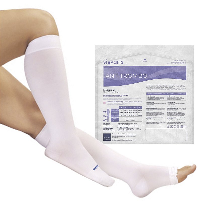 Meia Antitrombo Panturrilha 3/4 18-23mmHg Branca Unissex Sigvaris