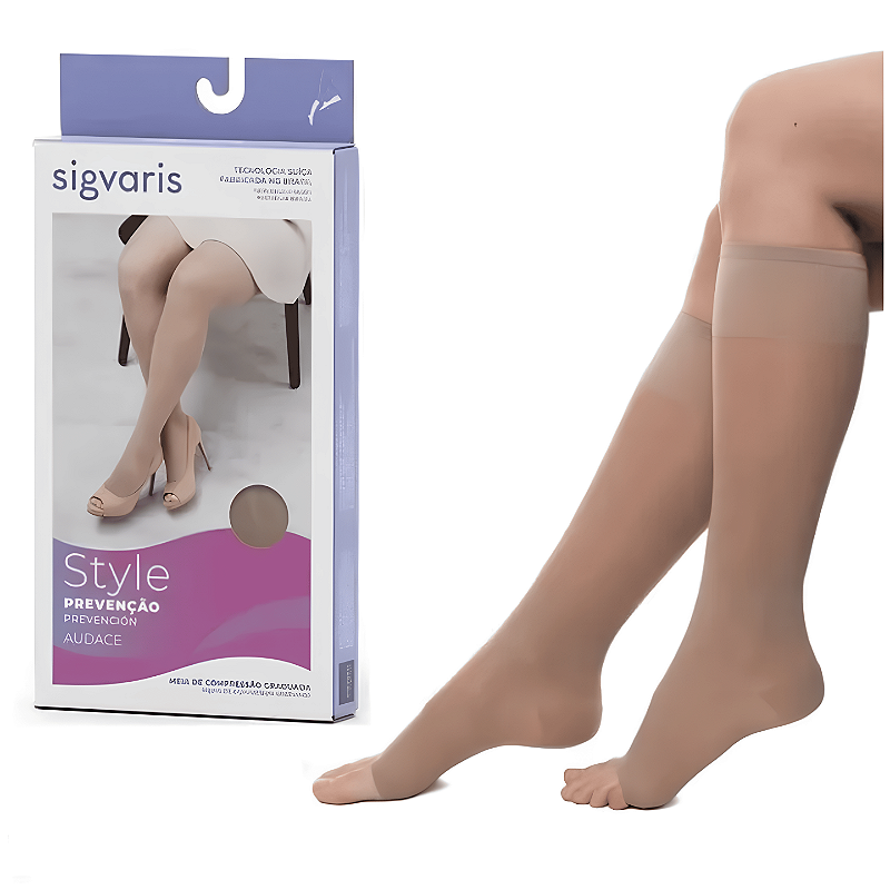 Meia Panturrilha 3/4 Audace 15-20mmHg Aberta Natural Escuro Feminina Sigvaris